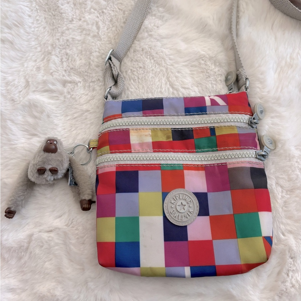 multi-color block kipling bag